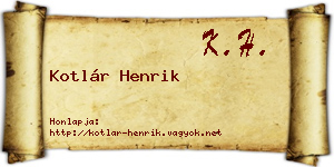 Kotlár Henrik névjegykártya